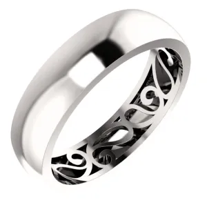 Platinum 6mm Paisley Design Band Size 7.5