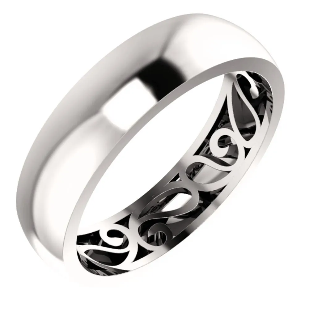 Platinum 6mm Paisley Design Band Size 7.5