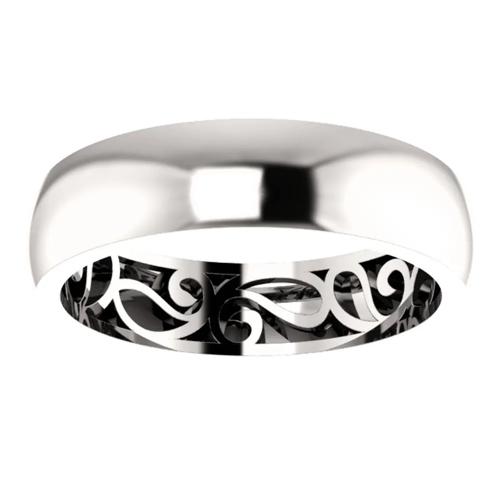 Platinum 6mm Paisley Design Band Size 7.5
