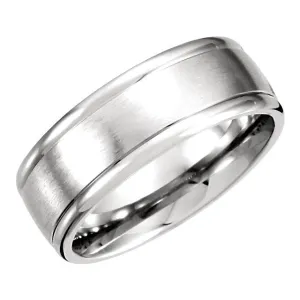 Platinum 8mm Fancy Carved Band with Satin Finish Size 10.00