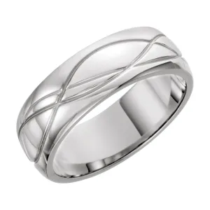 Platinum 8mm Grooved Design Band Size 11