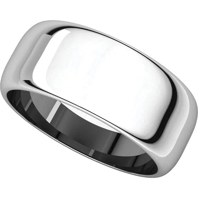 Platinum 8mm Half Round Band, Size 11