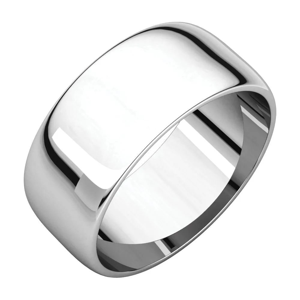 Platinum 8mm Half Round Light Band, Size 11.5