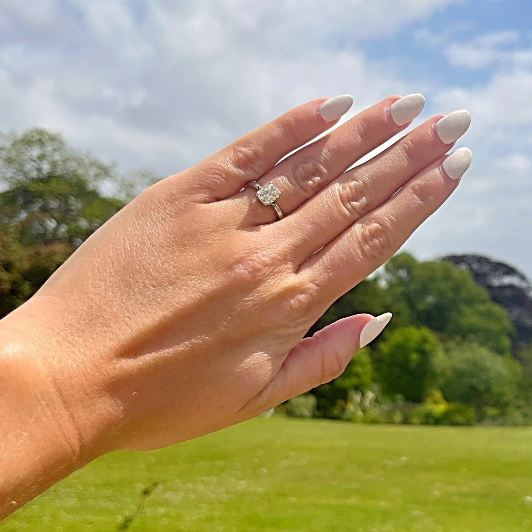 Platinum & 1.20ct Light Fancy Yellow Radiant Emerald Cut Diamond Solitaire Engagement Ring