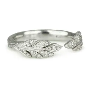 Platinum and Diamond "Open Leafside" Ring