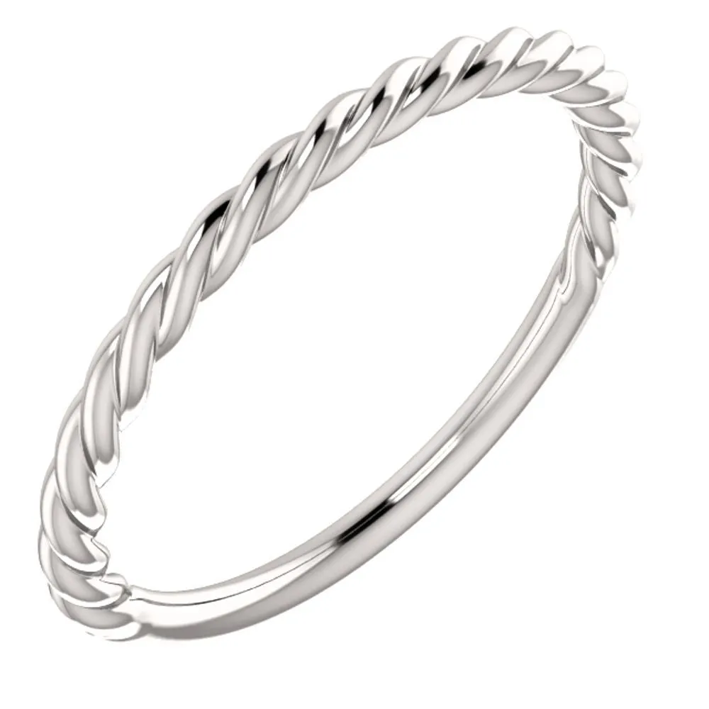 Platinum Rope Design Band, Size 7
