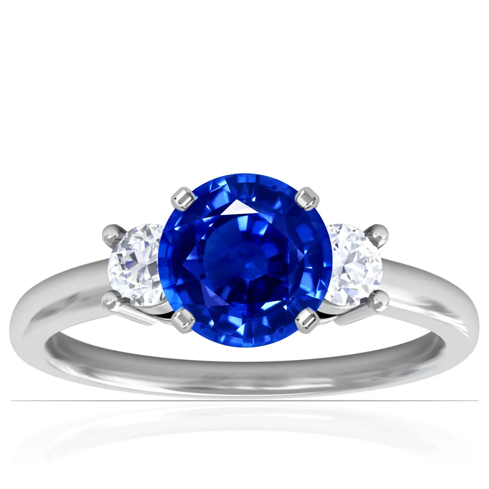 Platinum Sapphire And Diamond Three Stone Ring (2ctw)