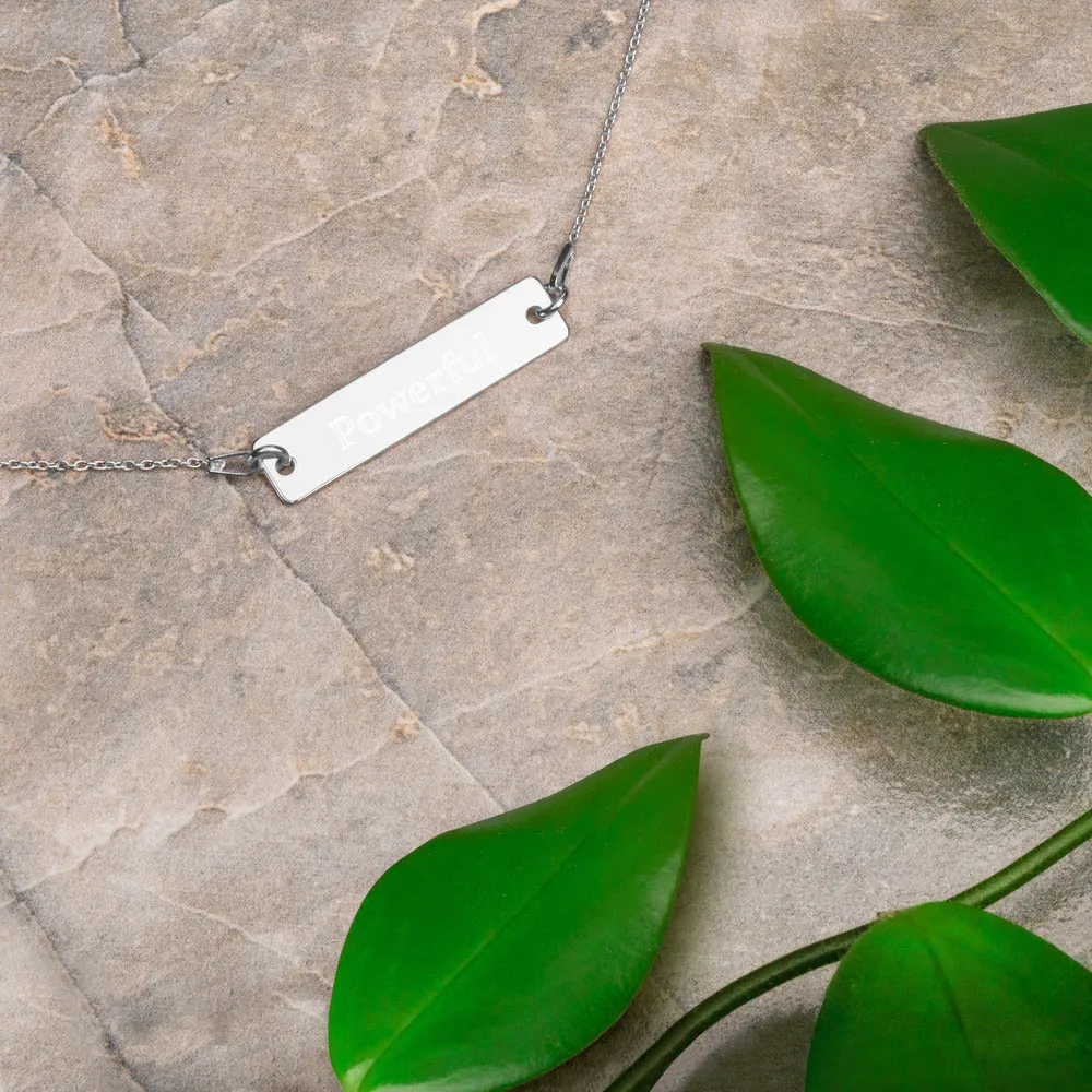 “Powerful” Engraved Self-Affirmation Bar & Chain Necklace