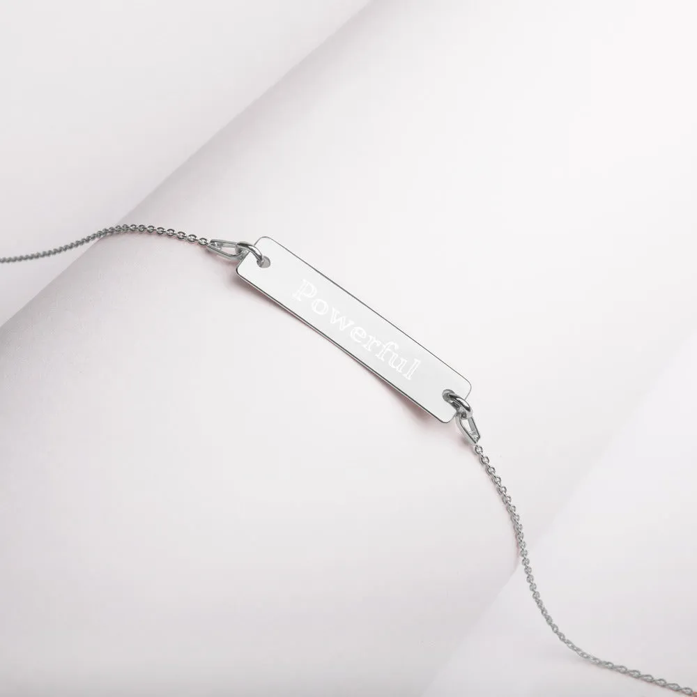 “Powerful” Engraved Self-Affirmation Bar & Chain Necklace