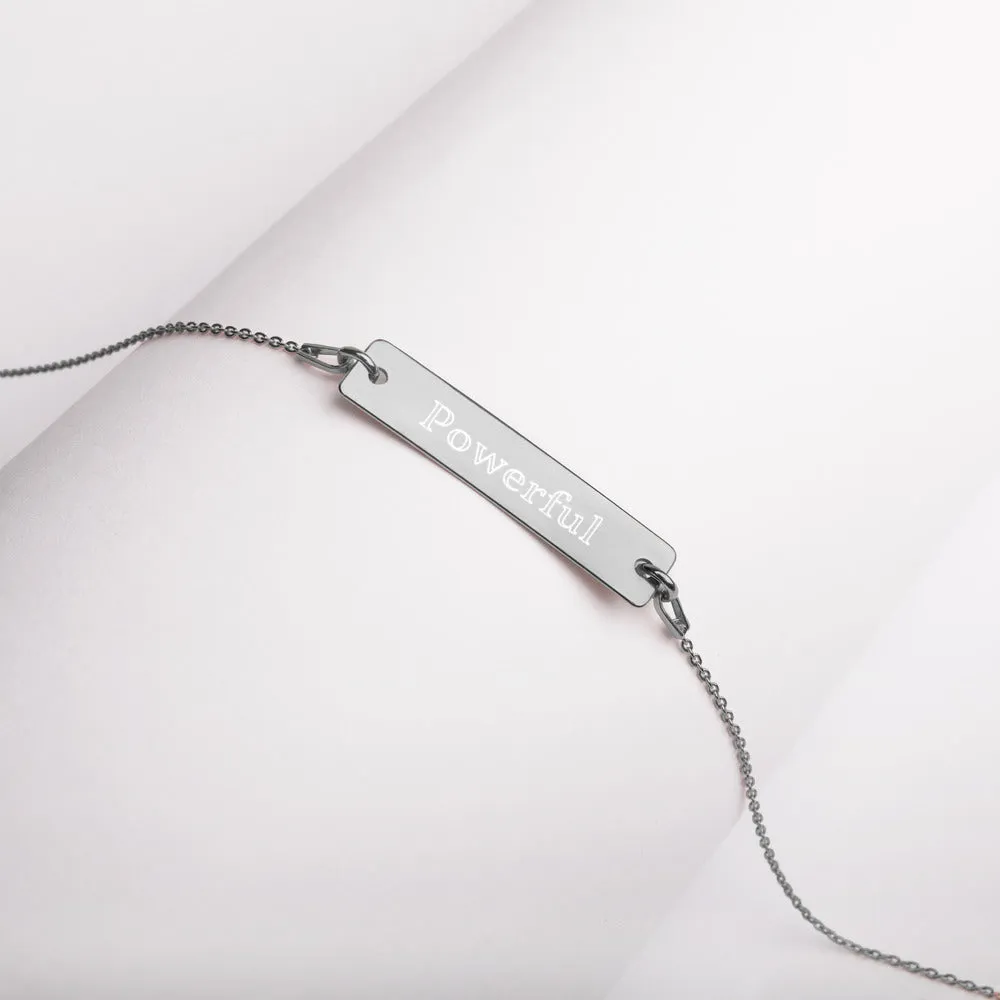 “Powerful” Engraved Self-Affirmation Bar & Chain Necklace