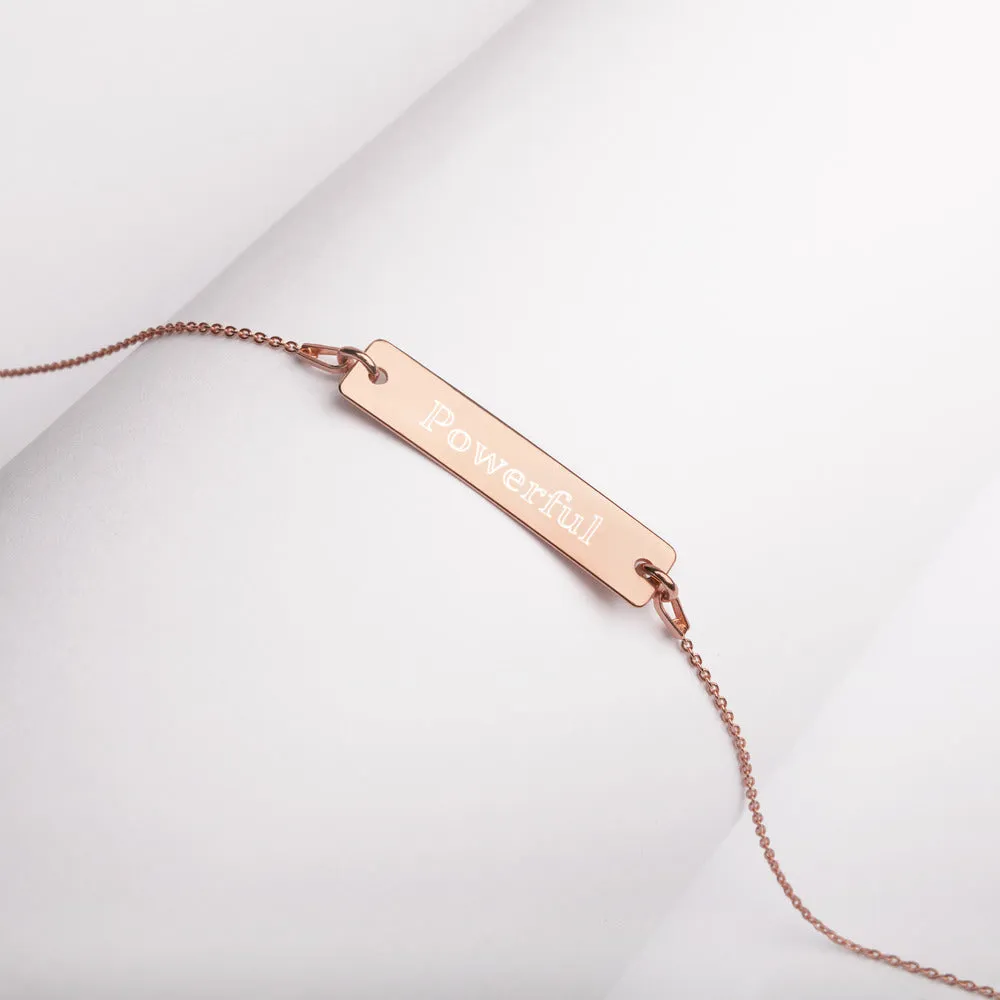 “Powerful” Engraved Self-Affirmation Bar & Chain Necklace