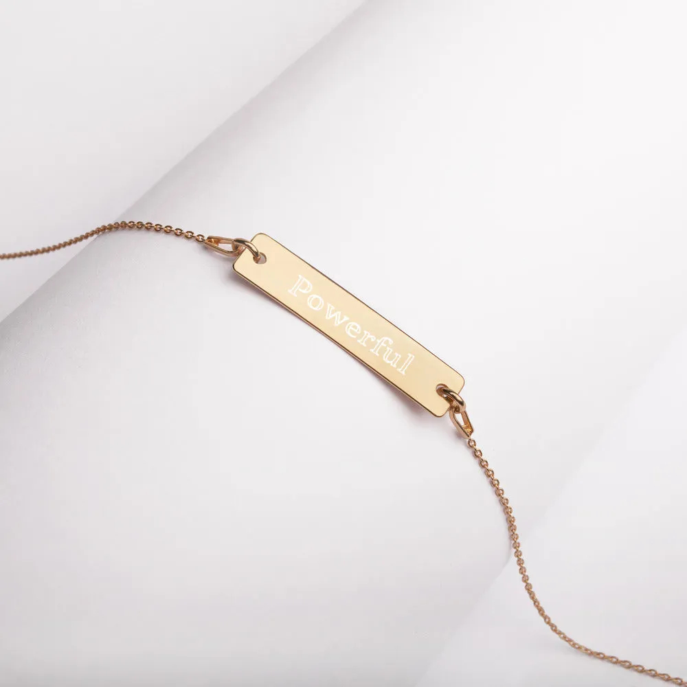 “Powerful” Engraved Self-Affirmation Bar & Chain Necklace
