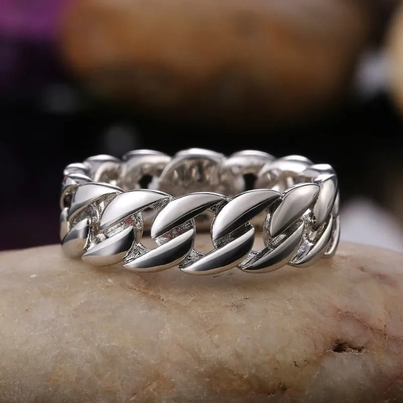 Punk Chain Ring Silver Women Anniverssary Party Jewelry