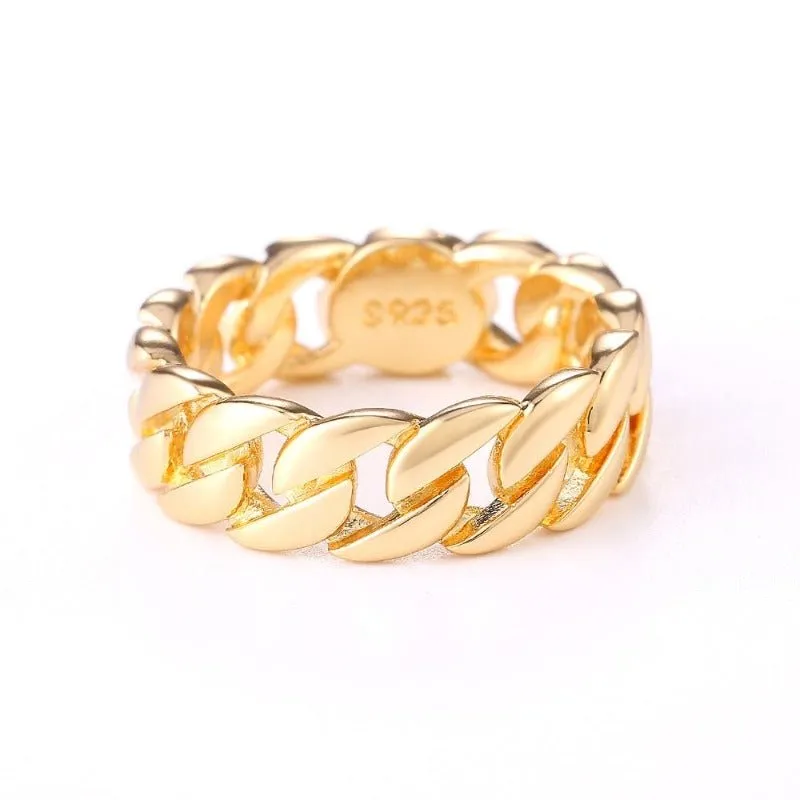 Punk Chain Ring Silver Women Anniverssary Party Jewelry