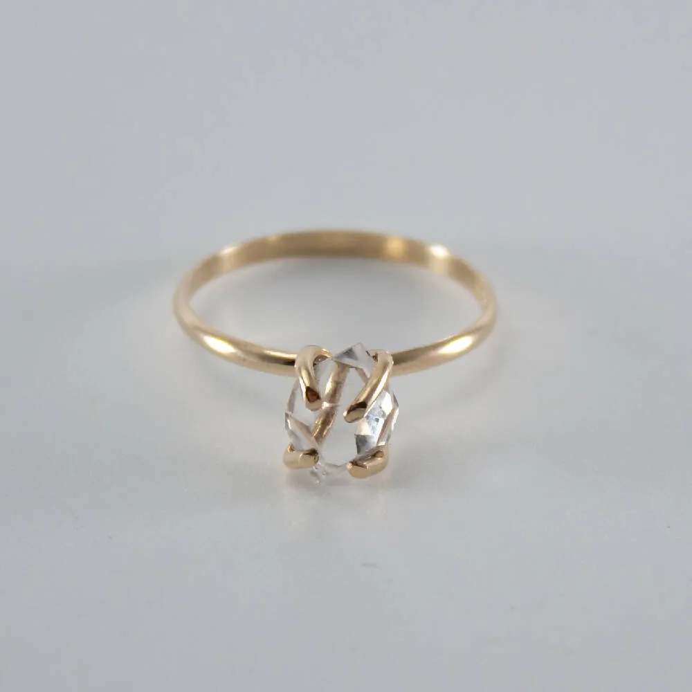 Raw Herkimer Diamond 14k Gold Filled Prong Ring