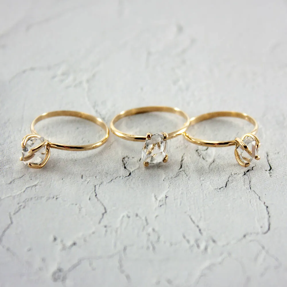 Raw Herkimer Diamond 14k Gold Filled Prong Ring