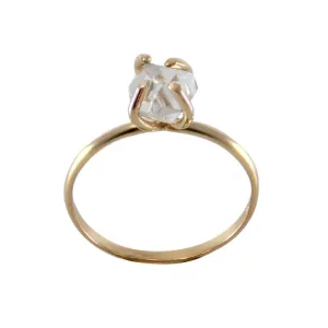 Raw Herkimer Diamond 14k Gold Filled Prong Ring