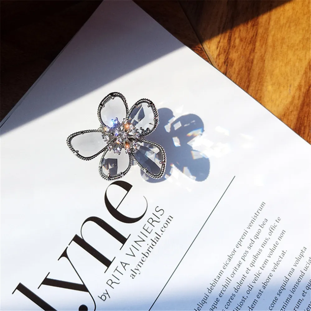 Rhinestones Crystal Floral Adjustment Rings