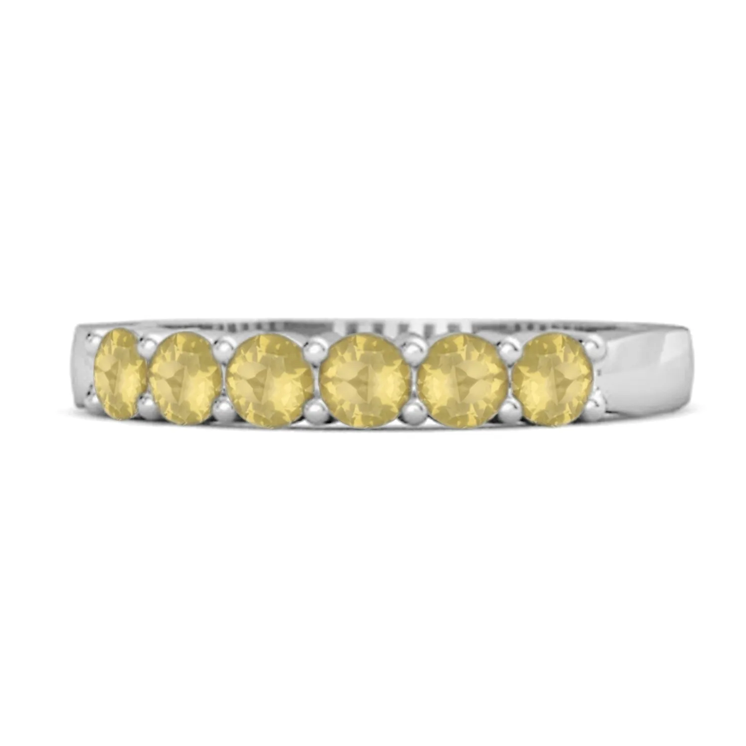 Rich Feel Eternity Lemon Quartz 925 Sterling Silver Stacking Ring