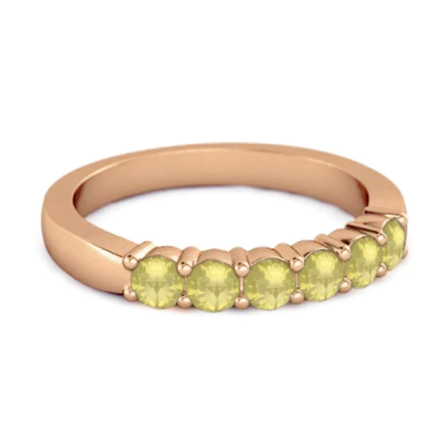Rich Feel Eternity Lemon Quartz 925 Sterling Silver Stacking Ring