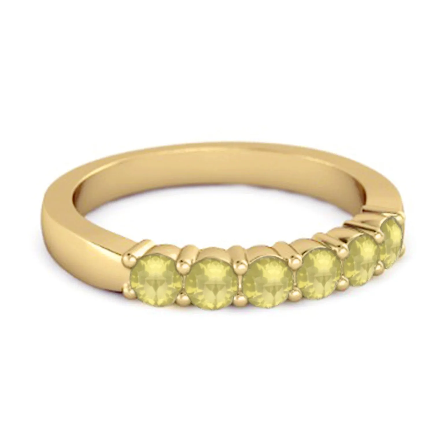 Rich Feel Eternity Lemon Quartz 925 Sterling Silver Stacking Ring