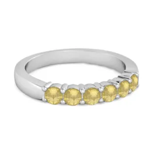 Rich Feel Eternity Lemon Quartz 925 Sterling Silver Stacking Ring