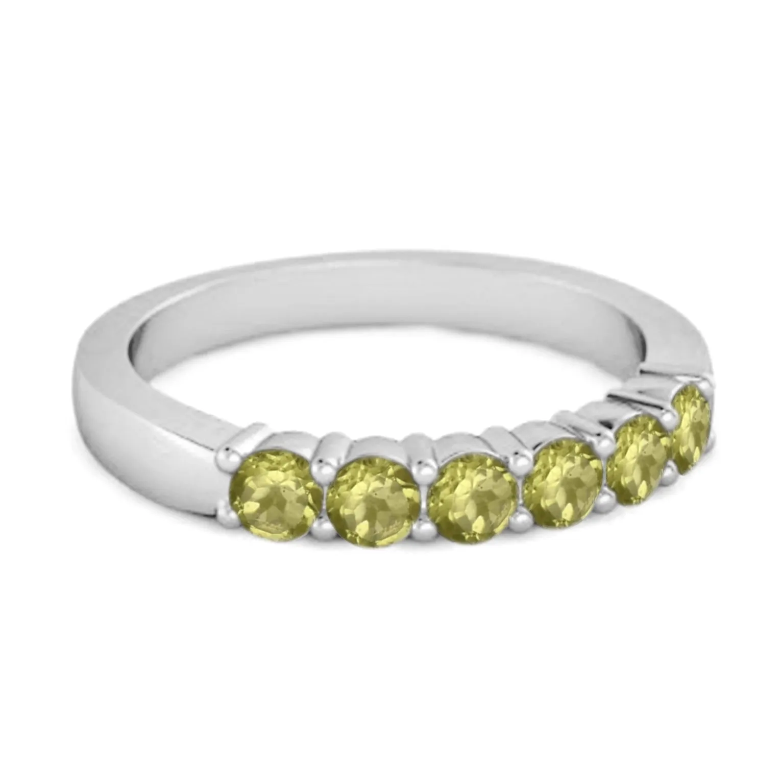 Rich Feel Eternity Peridot 925 Sterling Silver Stacking Ring