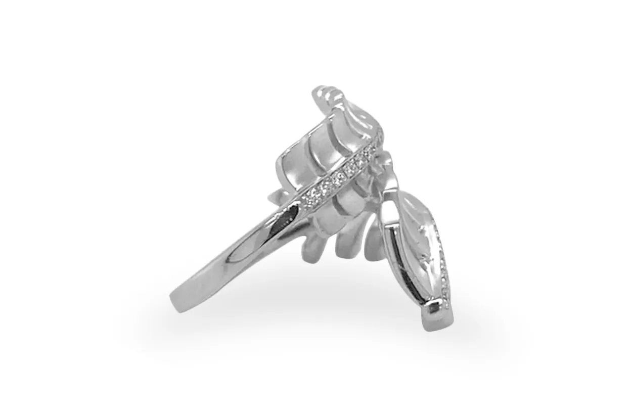 Ring 18kt Gold Palm Leaf with Diamonds