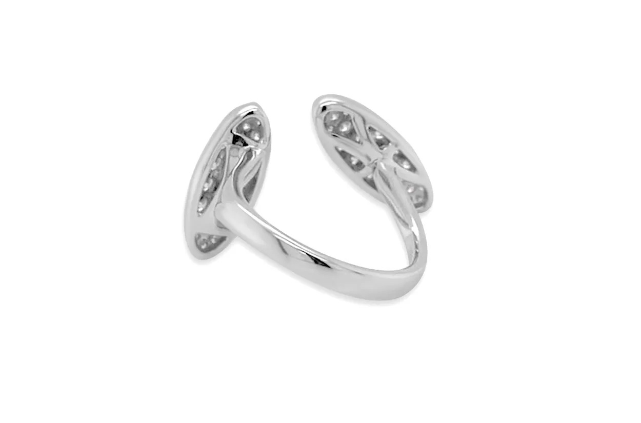 Ring 18kt Gold You & I Oval Pave Diamonds