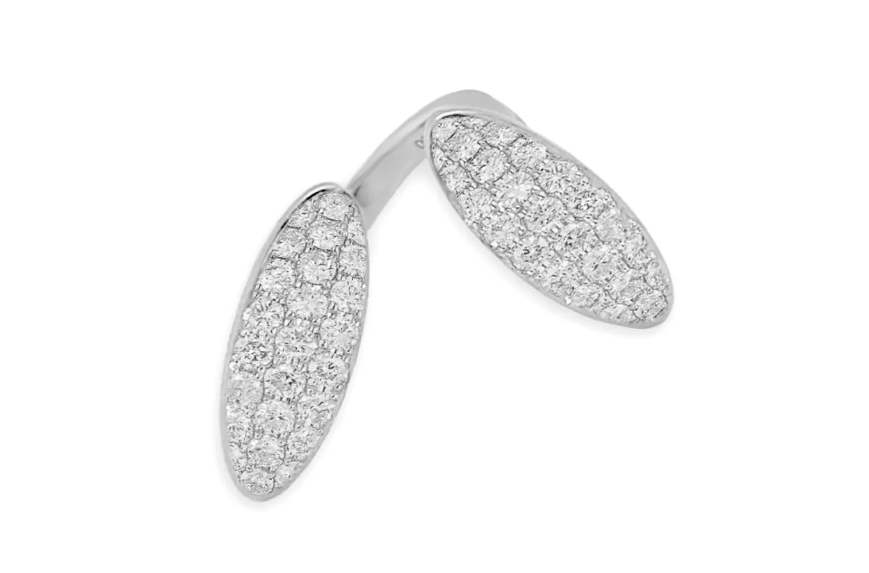 Ring 18kt Gold You & I Oval Pave Diamonds