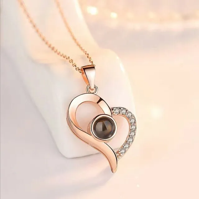 Rings Necklaces 100 language i love you Projection Jewelry Valentine or anytime gift