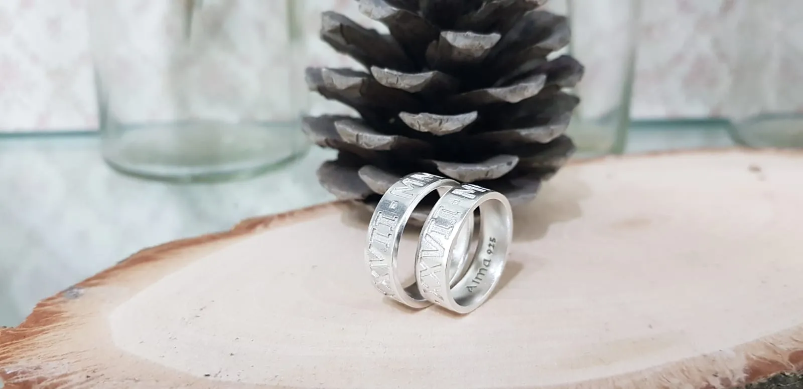 Roman numeral sterling silver ring