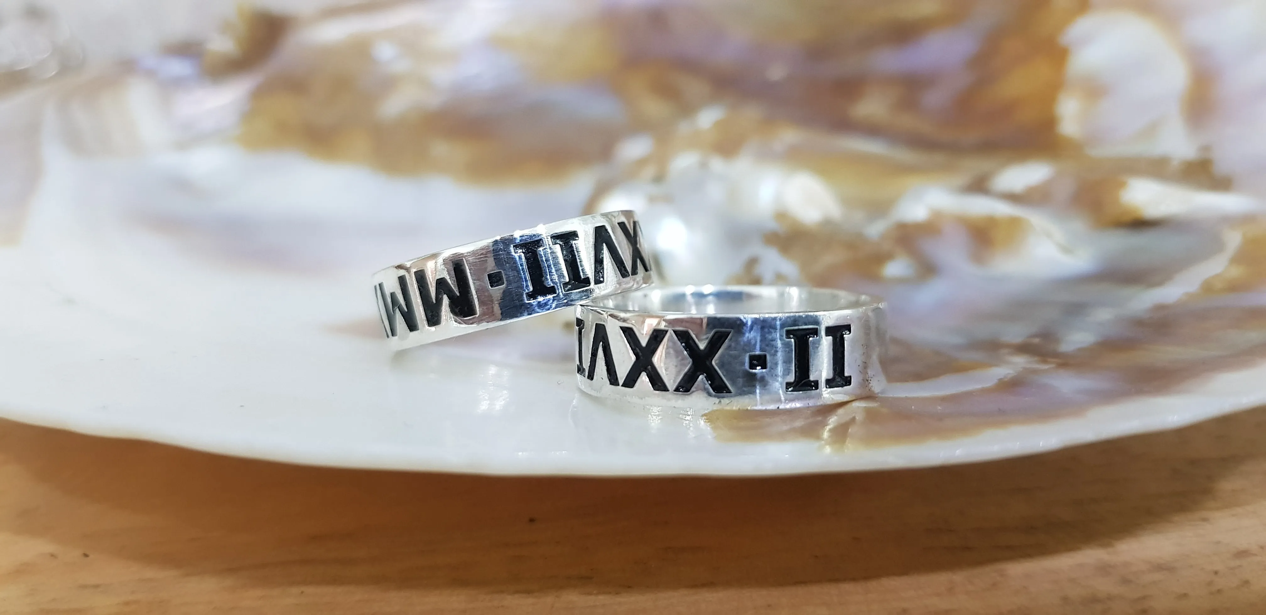 Roman numeral sterling silver ring