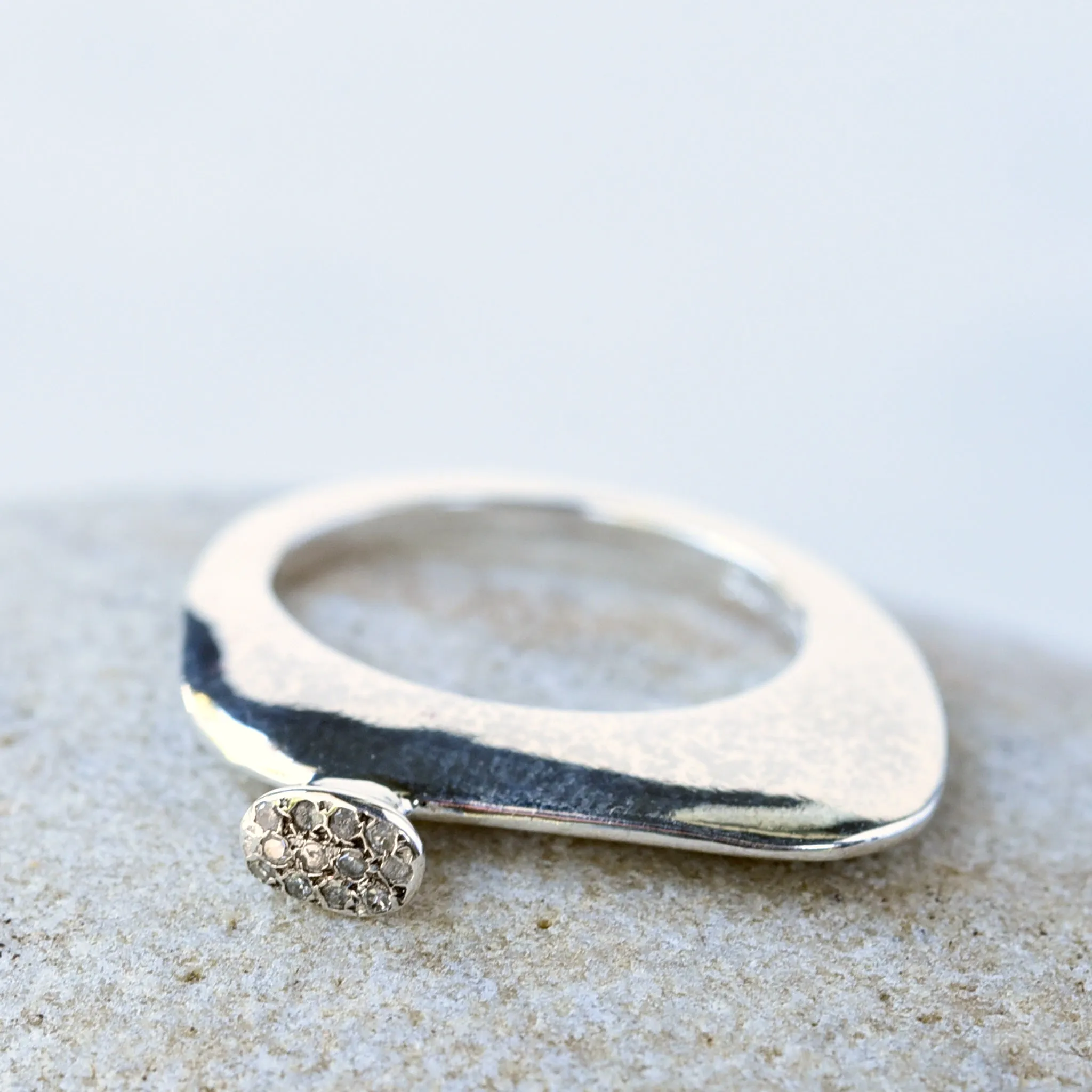 Rosa Maria Pavla Sterling Silver Ring w/pave Icy Diamonds