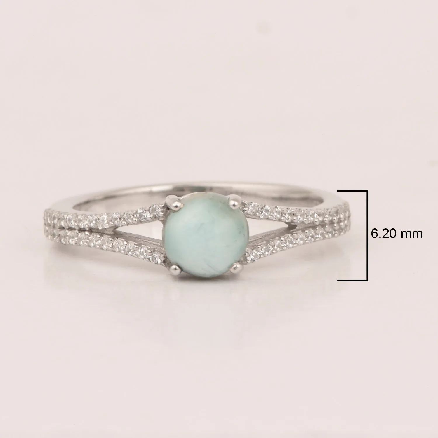 Round 0.85 Ctw Larimar Birthstone 925 Sterling Silver Cluster Women Ring