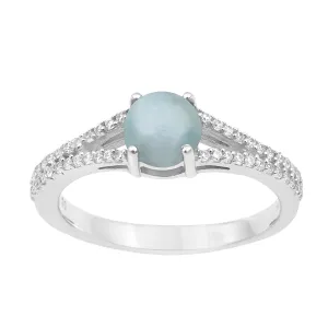 Round 0.85 Ctw Larimar Birthstone 925 Sterling Silver Cluster Women Ring