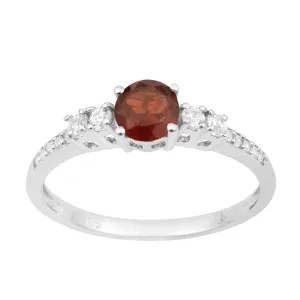 Round 5 MM Garnet Gemstone 925 Sterling Silver Women Engagement Ring