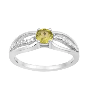 Round 5 MM Peridot Gemstone 925 Sterling Silver Cluster Ring