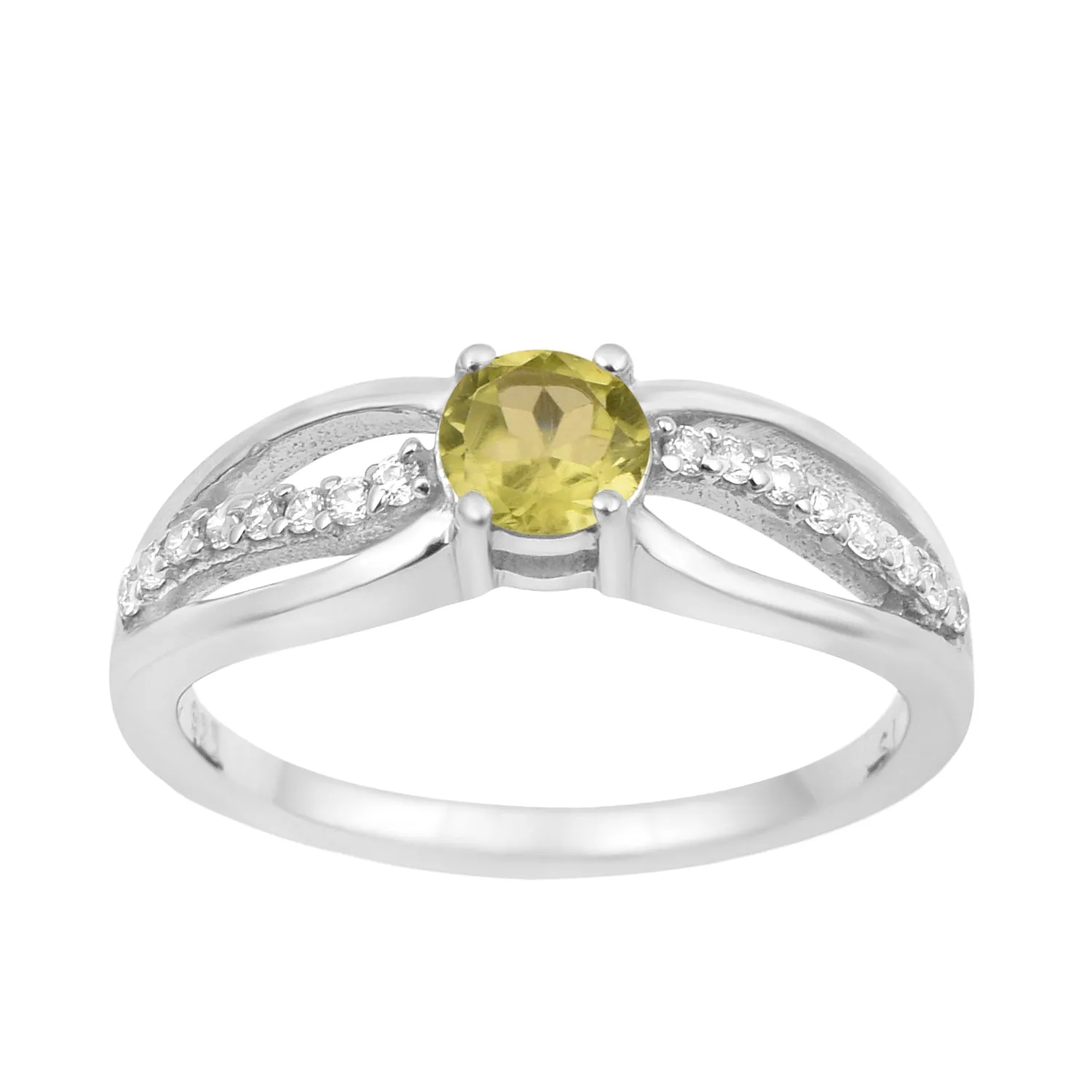 Round 5 MM Peridot Gemstone 925 Sterling Silver Cluster Ring