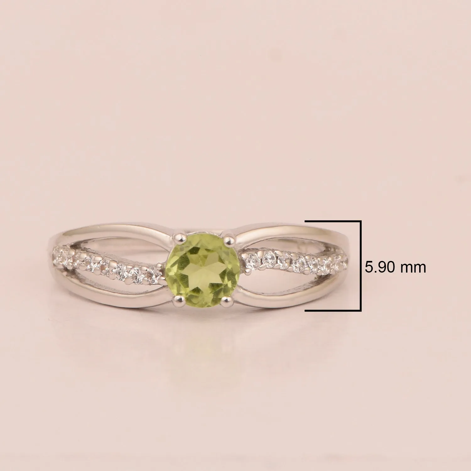 Round 5 MM Peridot Gemstone 925 Sterling Silver Cluster Ring