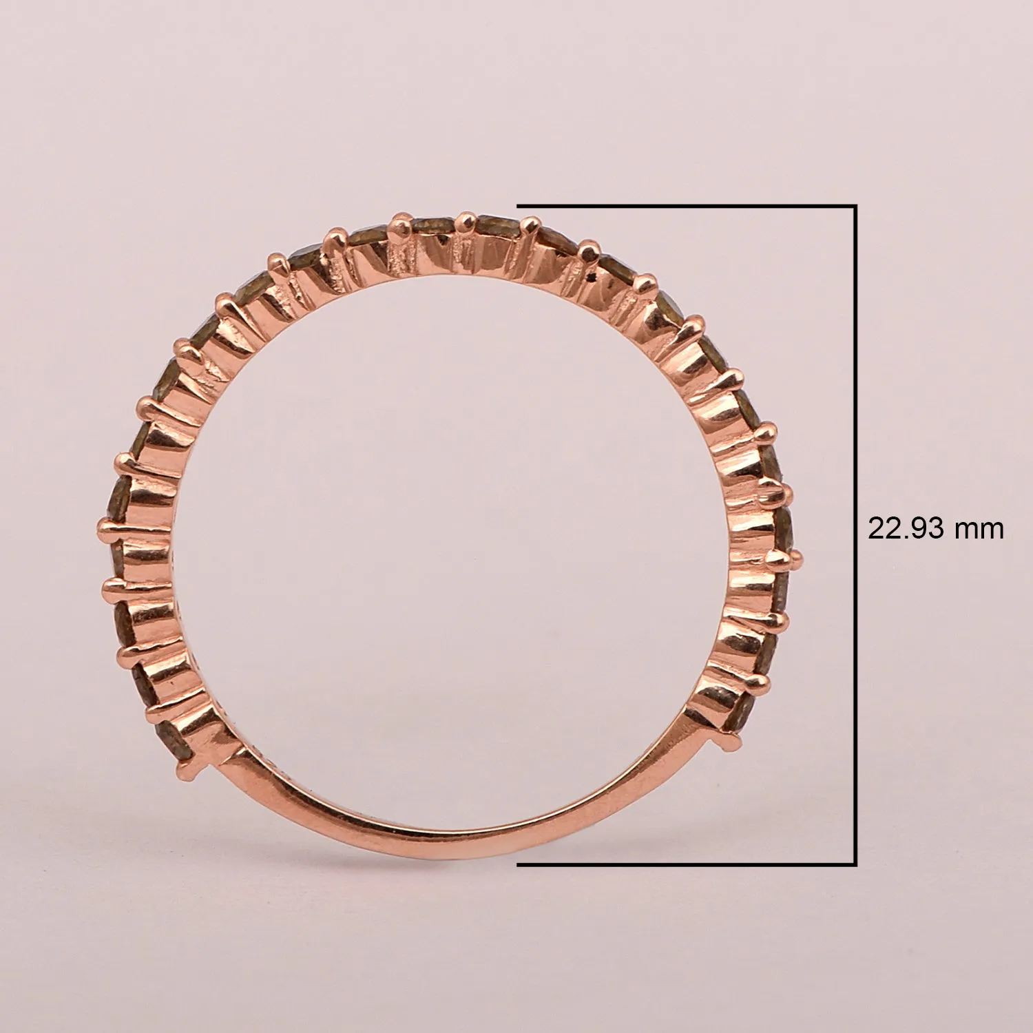 Round Champagne Diamond Rose Gold 925 Sterling Silver Ring