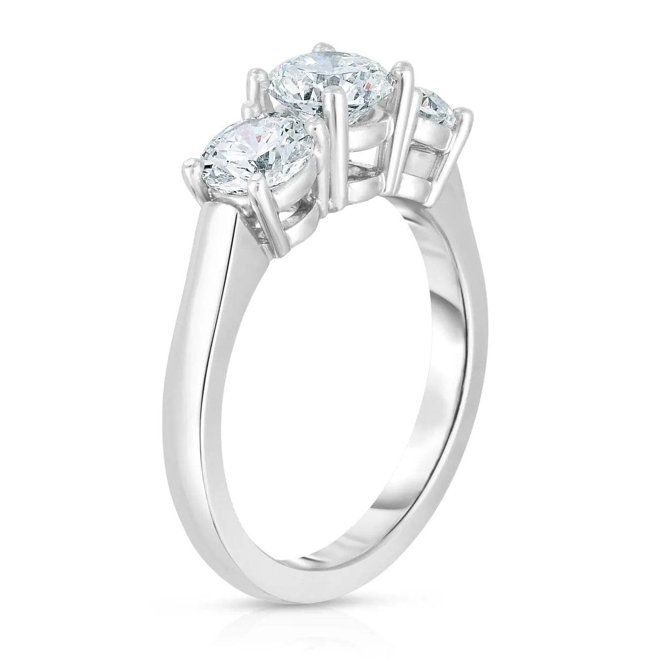 Round Cut 1.70 ct Platinum Three Stone Diamond Engagement Ring