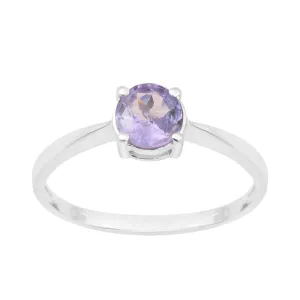 Round Cut 6mm Tanzanite Gemstone Solitaire Ring for Women in 925 Sterling Silver