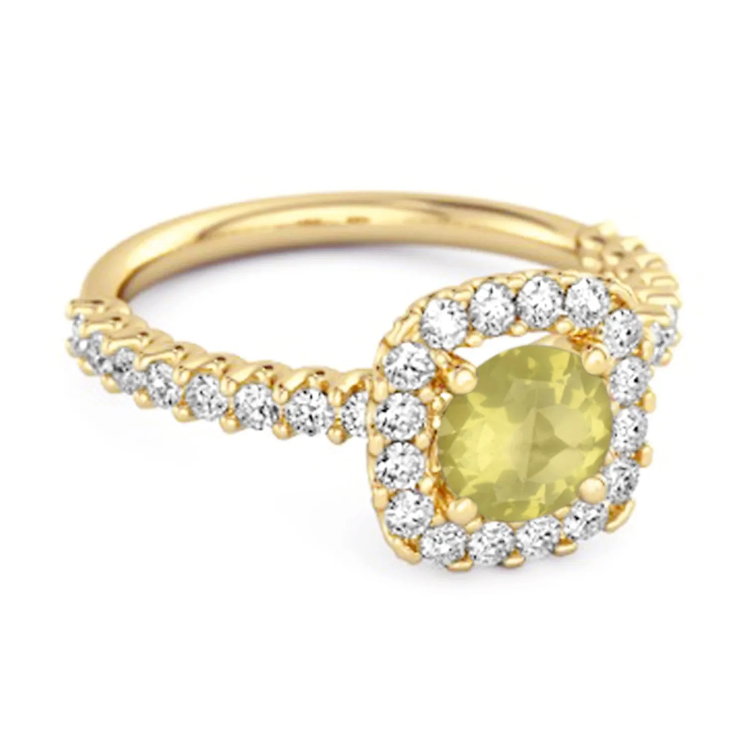 Round Cut Lemon Quartz 925 Sterling Silver Halo Ring Princess Gift