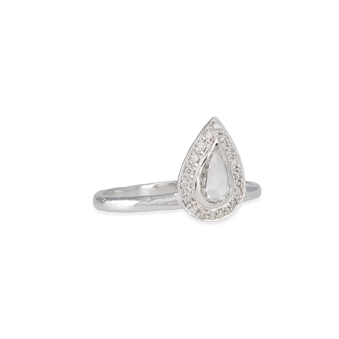 SALE - Vertical Pear Diamond Halo and Timber Guard Set