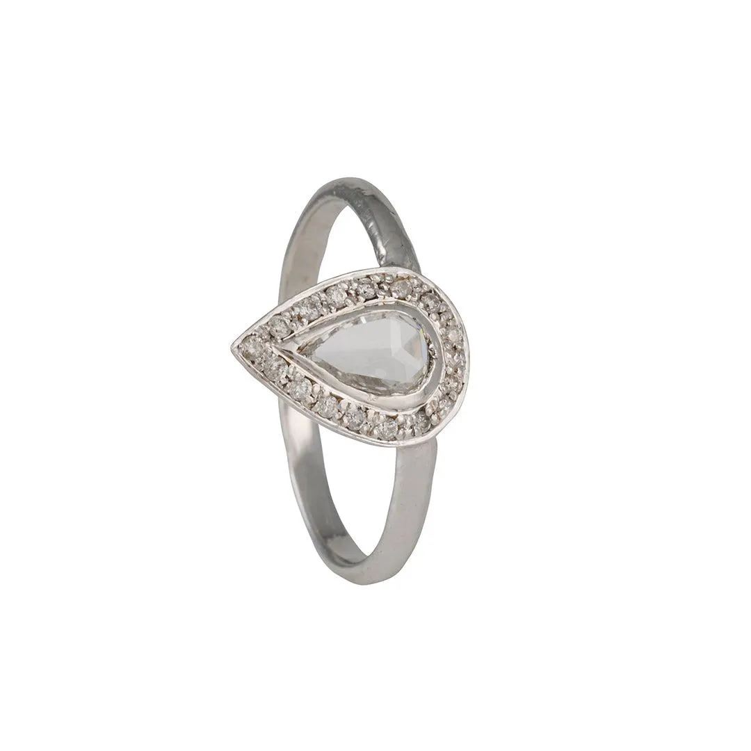 SALE - Vertical Pear Diamond Halo and Timber Guard Set