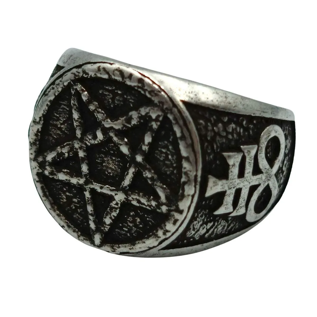 Satanic pentagram ring from bronze