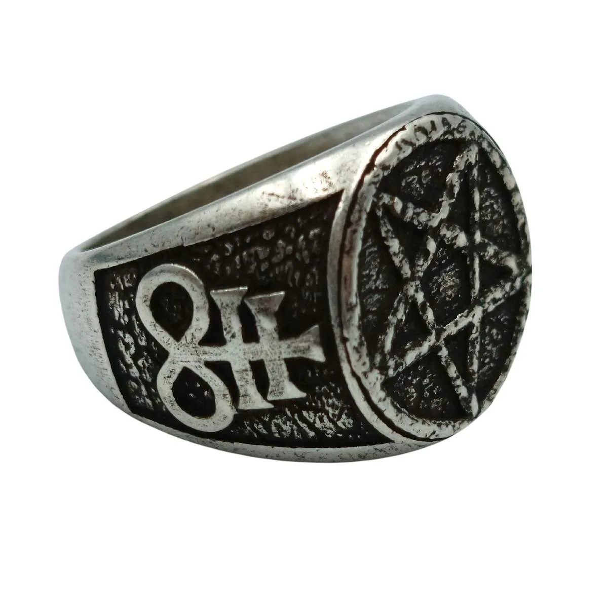 Satanic pentagram ring from bronze