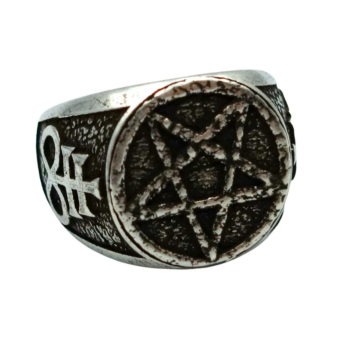 Satanic pentagram ring from bronze