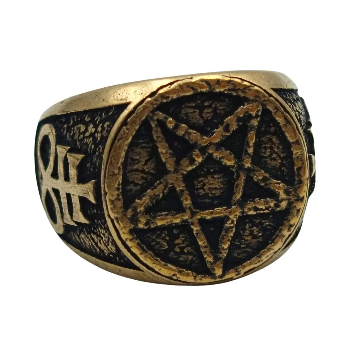 Satanic pentagram ring from bronze